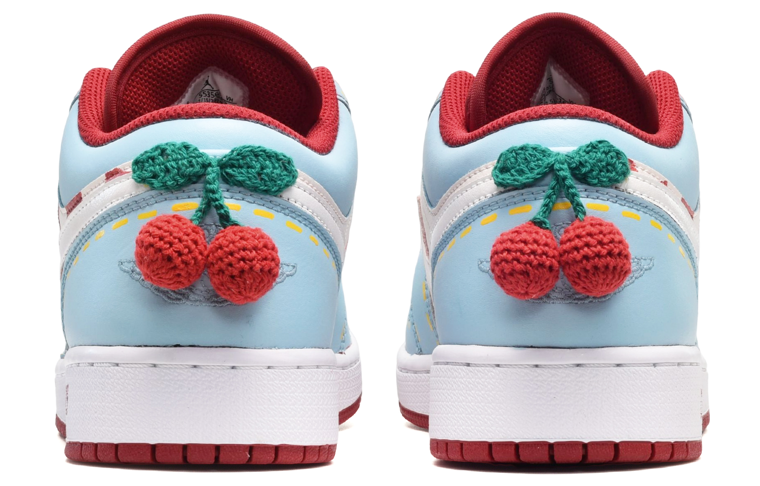 Shop [定制鞋] 手绘棋盘樱桃红白蓝 Air Jordan 1 Low 553558-163(TeamE-男款樱桃红白蓝)