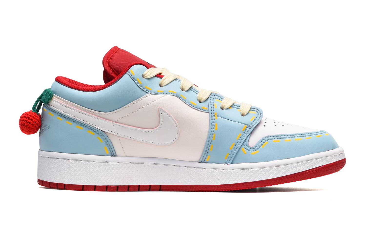 Order [Kasut Custom] Air Jordan 1 Low 'Lukisan Tangan Merah-Ceri-Putih-Biru' 553560-163(TeamE-女款樱桃红白蓝)