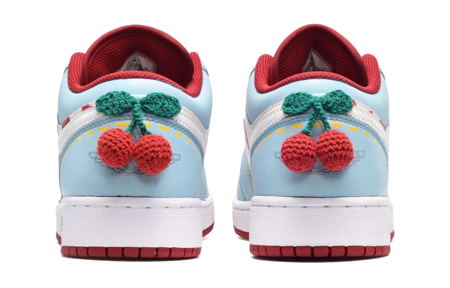 Shop [Kasut Custom] Air Jordan 1 Low 'Lukisan Tangan Merah-Ceri-Putih-Biru' 553560-163(TeamE-女款樱桃红白蓝)