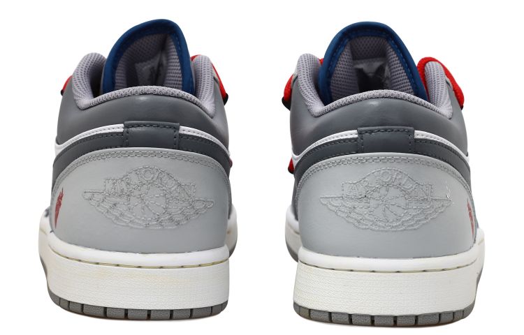 Shop 에어 조던 1 로우 '하트 더블 스우시 화이트 그레이' (커스텀) 553558-412(Team拾玖-灰色心脏男S-BOX)