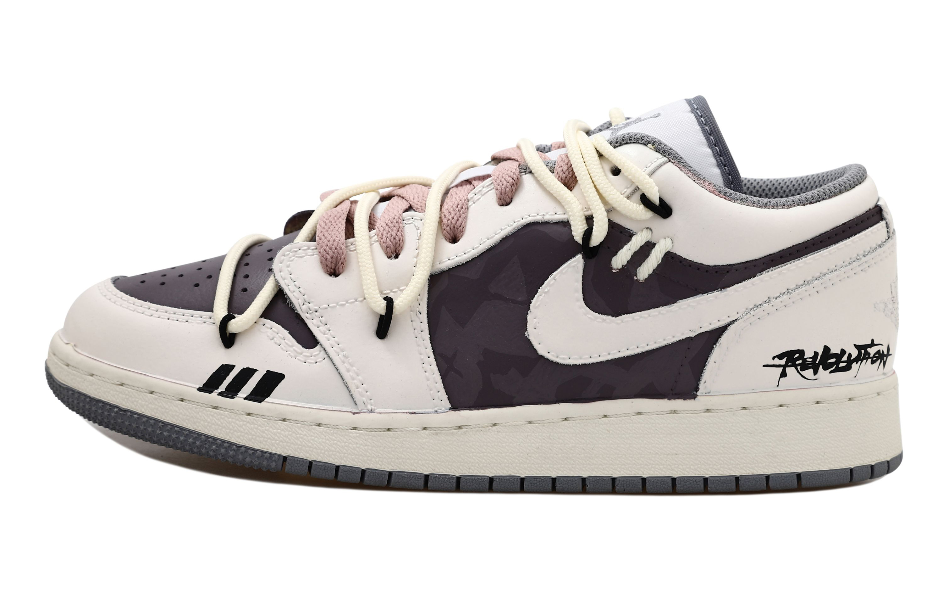 Buy [Kasut Kustom] Air Jordan 1 Low 'High Street Hitam Mocha' 553560-053(Team拾玖-高街黑巧S-BOX)