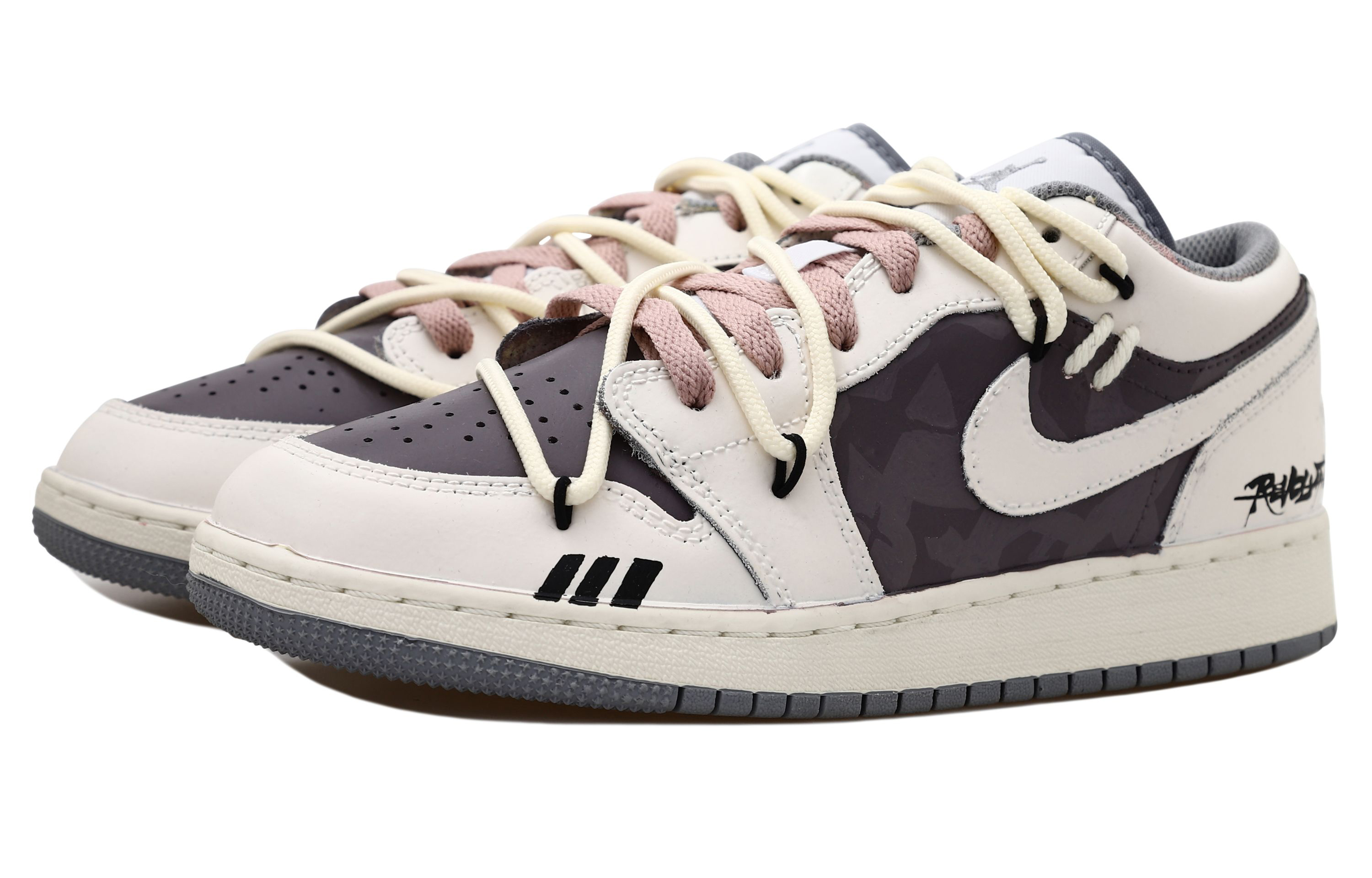 Lookbook [Kasut Kustom] Air Jordan 1 Low 'High Street Hitam Mocha' 553560-053(Team拾玖-高街黑巧S-BOX)