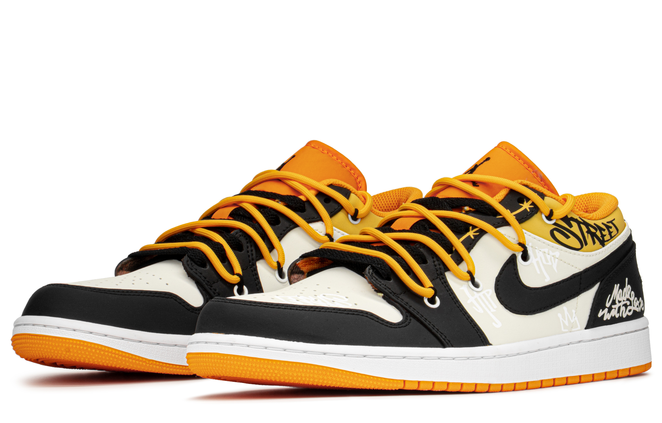 Lookbook Jordan 1 Low "Hip Hop San Valentín" Negro Blanco Amarillo 553558-701(TeamA-AJ爱情造禁转S-BOX)