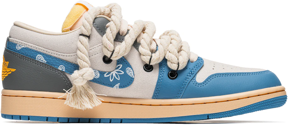 【訂製球鞋】喬丹 Air Jordan 1 Low 嘻哈西海岸 復古百搭 解構雙鞋帶 低筒 復古籃球鞋 男款 灰藍 Order 【訂製球鞋】喬丹 Air Jordan 1 Low 嘻哈西海岸 復古百搭 解構雙鞋帶 低筒 復古籃球鞋 男款 灰藍