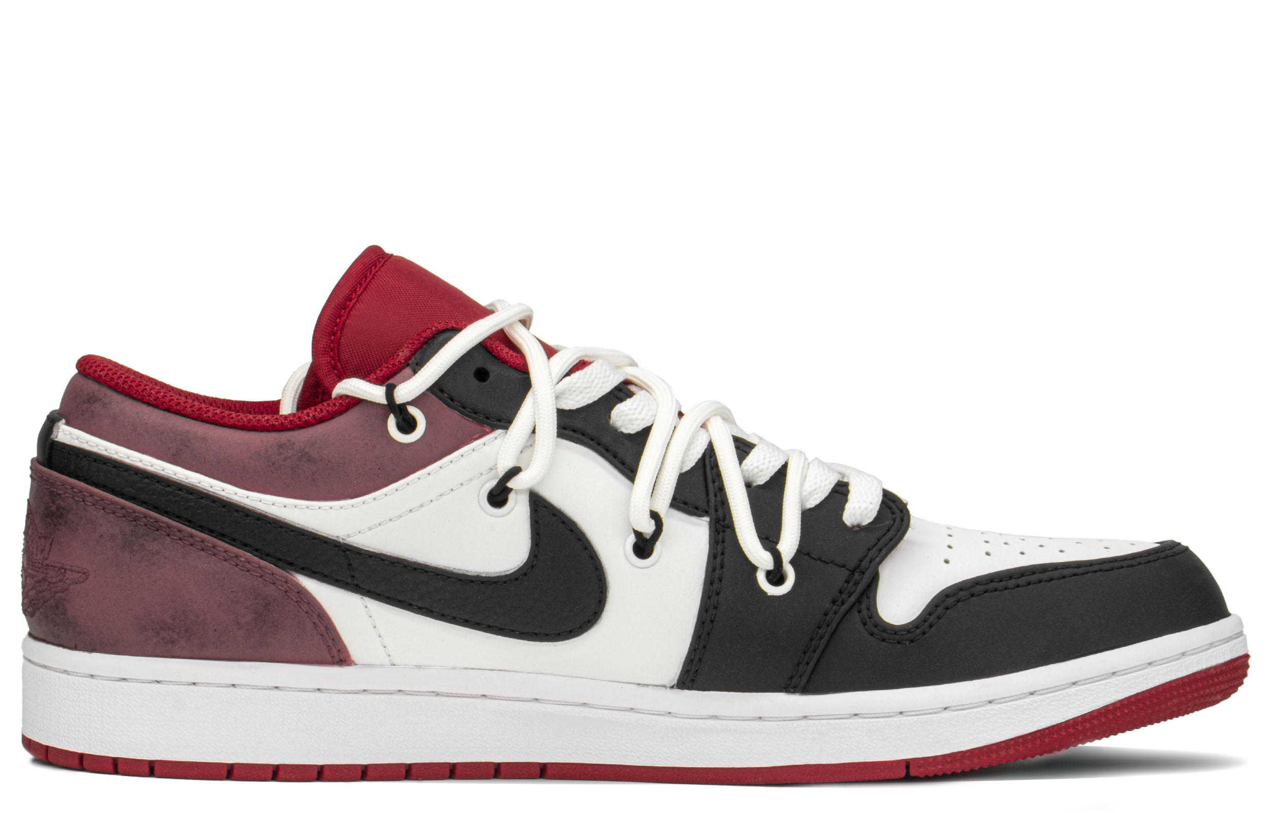 Order [Zapatos Personalizados] Air Jordan 1 Low 'Rojo Cazador Blanco Negro' 553558-163(TeamA-AJ猎人S-BOX)