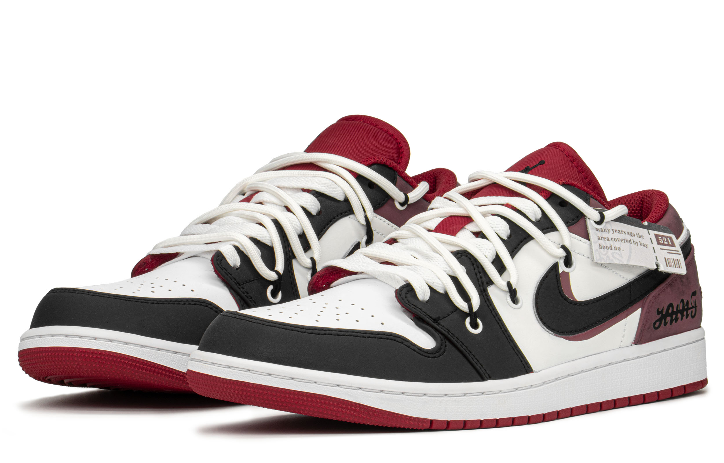 Lookbook [Zapatos Personalizados] Air Jordan 1 Low 'Rojo Cazador Blanco Negro' 553558-163(TeamA-AJ猎人S-BOX)