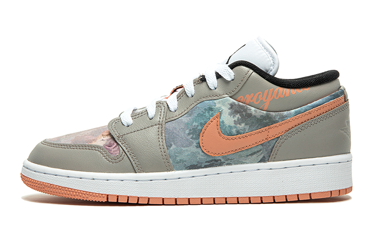 Buy 【定制球鞋】Jordan Air Jordan 1 Low 野鶴製造 復古油畫風主題 印象派 特殊定制款 低筒 復古籃球鞋 GS 灰粉