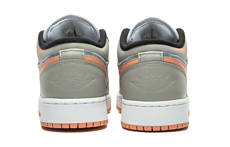 Shop 【定制球鞋】Jordan Air Jordan 1 Low 野鶴製造 復古油畫風主題 印象派 特殊定制款 低筒 復古籃球鞋 GS 灰粉