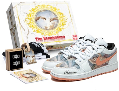 【訂製球鞋】Jordan Air Jordan 1 Low 野鶴製造 復古油畫風主題 印象派 特殊禮盒版 低幫 復古籃球鞋 GS 白粉 特殊禮盒版 Buy 【訂製球鞋】Jordan Air Jordan 1 Low 野鶴製造 復古油畫風主題 印象派 特殊禮盒版 低幫 復古籃球鞋 GS 白粉 特殊禮盒版