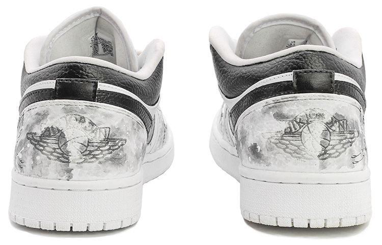 Shop 【定制鞋】Air Jordan 1 Low '墨水洗' 低帮 553558-130(TeamM-男款中国风水墨丹青黑白)
