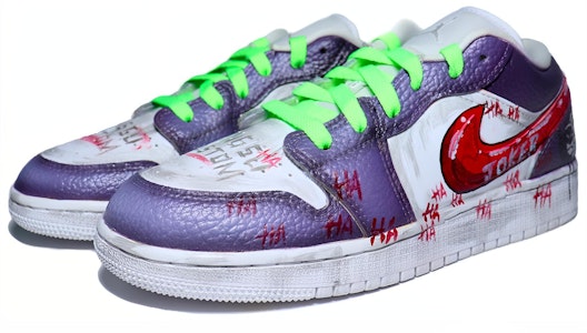 【定制球鞋】Jordan Air Jordan 1 Low "Joker" 聖誕主題 小丑塗鴉 湖人配色 星溯未來 復古籃球鞋 GS 紫黃紅 Lookbook 【定制球鞋】Jordan Air Jordan 1 Low "Joker" 聖誕主題 小丑塗鴉 湖人配色 星溯未來 復古籃球鞋 GS 紫黃紅