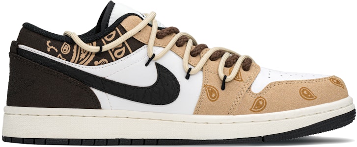 【訂製球鞋】 Jordan Air Jordan 1 FZBB 潮流主題 街頭腰果花 拿鐵 百搭時尚 低筒 復古籃球鞋 男款 卡其棕 Lookbook 【訂製球鞋】 Jordan Air Jordan 1 FZBB 潮流主題 街頭腰果花 拿鐵 百搭時尚 低筒 復古籃球鞋 男款 卡其棕