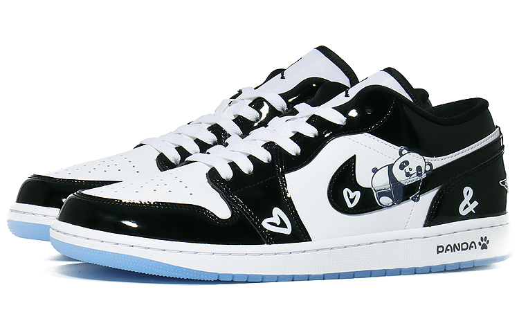 Lookbook [Zapatillas Personalizadas] Air Jordan 1 Low 'Lazy Panda Charol' DV1309-100(Team10-慵懒大熊猫）