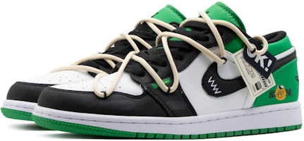 커스텀 에어 조던 1 로우 '레몬 스마일' (화이트/그린) 553558-065(Team57-男款柠檬) Lookbook 커스텀 에어 조던 1 로우 '레몬 스마일' (화이트/그린) 553558-065(Team57-男款柠檬)