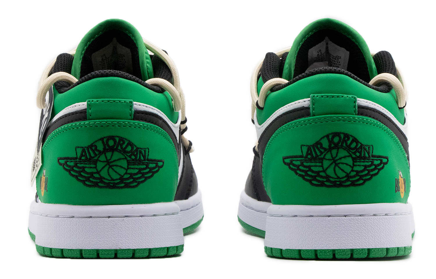 Shop 【客製球鞋】 Jordan Air Jordan 1 檸檬 戶外 穿搭 街頭風 簡約 笑臉 標籤 解構 防滑耐磨 低筒 復古籃球鞋 男款 白綠