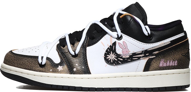 custom-shoes-air-jordan-1-low-meteor-rabbit-black-white-brown