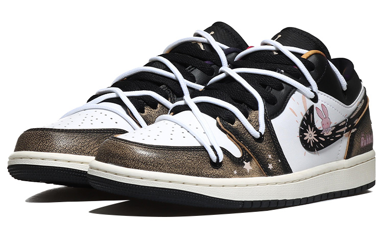 Lookbook 【定制球鞋】Jordan Air Jordan 1 Low 打孔穿鞋 流星兔幾 潮流兔年 低筒 潮流休閒 低筒 復古籃球鞋 男款 黑白棕