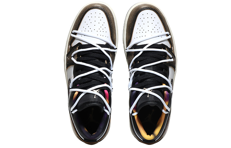 Shop 【定制球鞋】Jordan Air Jordan 1 Low 打孔穿鞋 流星兔幾 潮流兔年 低筒 潮流休閒 低筒 復古籃球鞋 男款 黑白棕