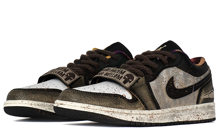 Lookbook 에어 조던 1 로우 '밀리터리  ruins' (검/노/갈) DQ8422-001(Team拾柒-男款低帮战损现象板鞋)