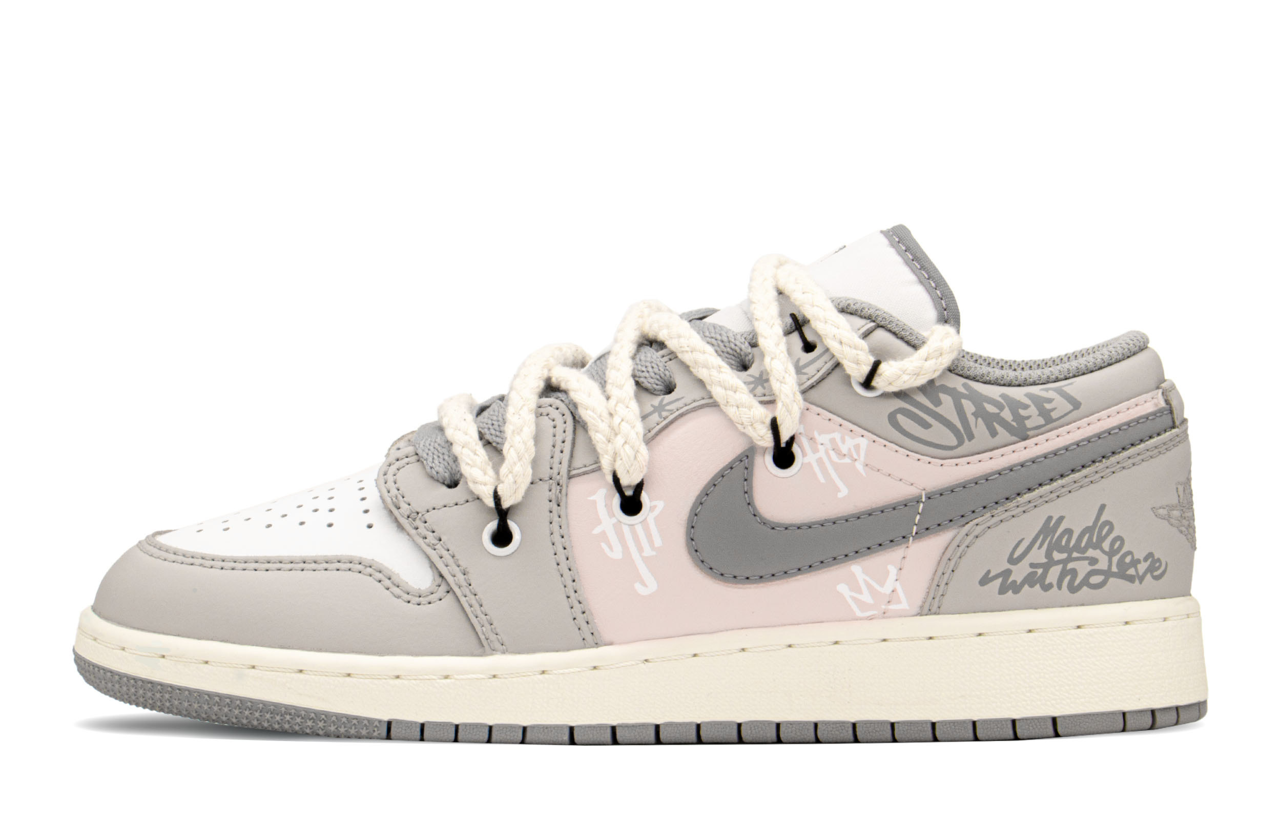 [Custom Shoes] Air Jordan 1 Low 'Mist Grey Smoke Pink'