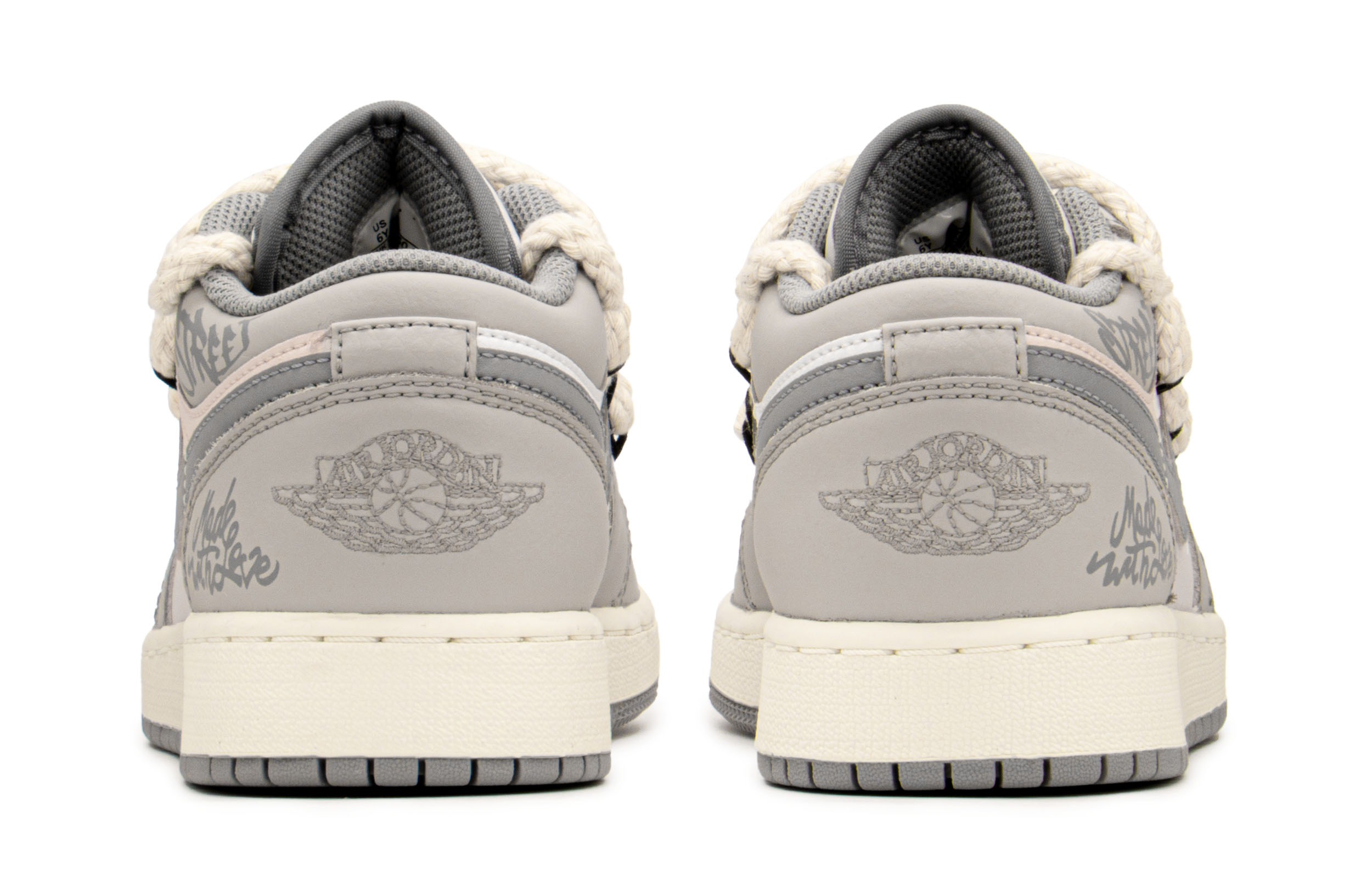 Shop [Zapatillas Personalizadas] Air Jordan 1 Low 'Gris Niebla Rosa Humo' 553560-053(TeamA-AJ女爱情沙滩)