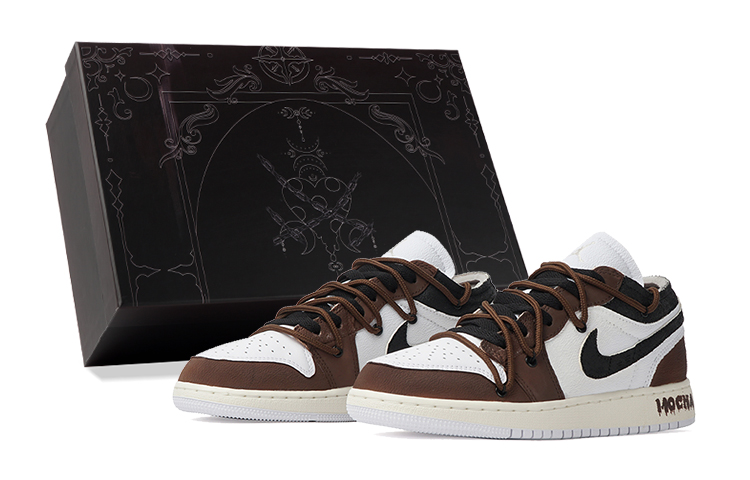 Buy [定制鞋款] Air Jordan 1 Low '摩卡黑磨旧朋克' FB9139-002(Team拾柒-女款黑巧摩卡球鞋低帮)