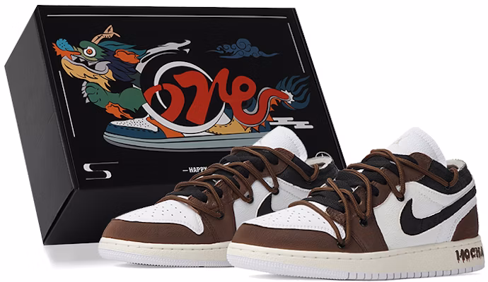 【定制球鞋】Jordan Air Jordan 1 Low 皮革 黑巧摩卡 做舊 朋克 解構 舒適百搭 特殊鞋盒 低筒 復古籃球鞋 GS 白棕 Buy 【定制球鞋】Jordan Air Jordan 1 Low 皮革 黑巧摩卡 做舊 朋克 解構 舒適百搭 特殊鞋盒 低筒 復古籃球鞋 GS 白棕
