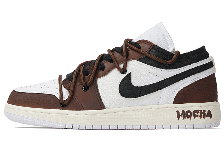 Order [定制鞋款] Air Jordan 1 Low '摩卡黑磨旧朋克' FB9139-002(Team拾柒-女款黑巧摩卡球鞋低帮)