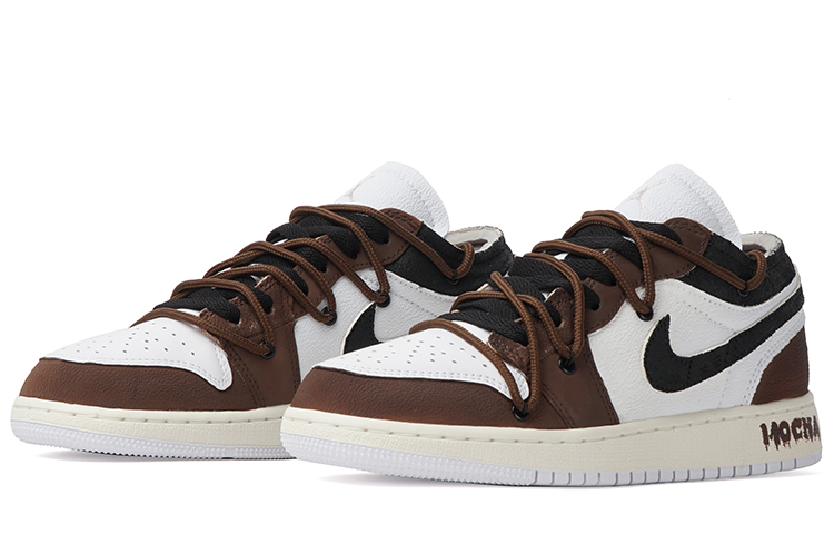 Shop [定制鞋款] Air Jordan 1 Low '摩卡黑磨旧朋克' FB9139-002(Team拾柒-女款黑巧摩卡球鞋低帮)