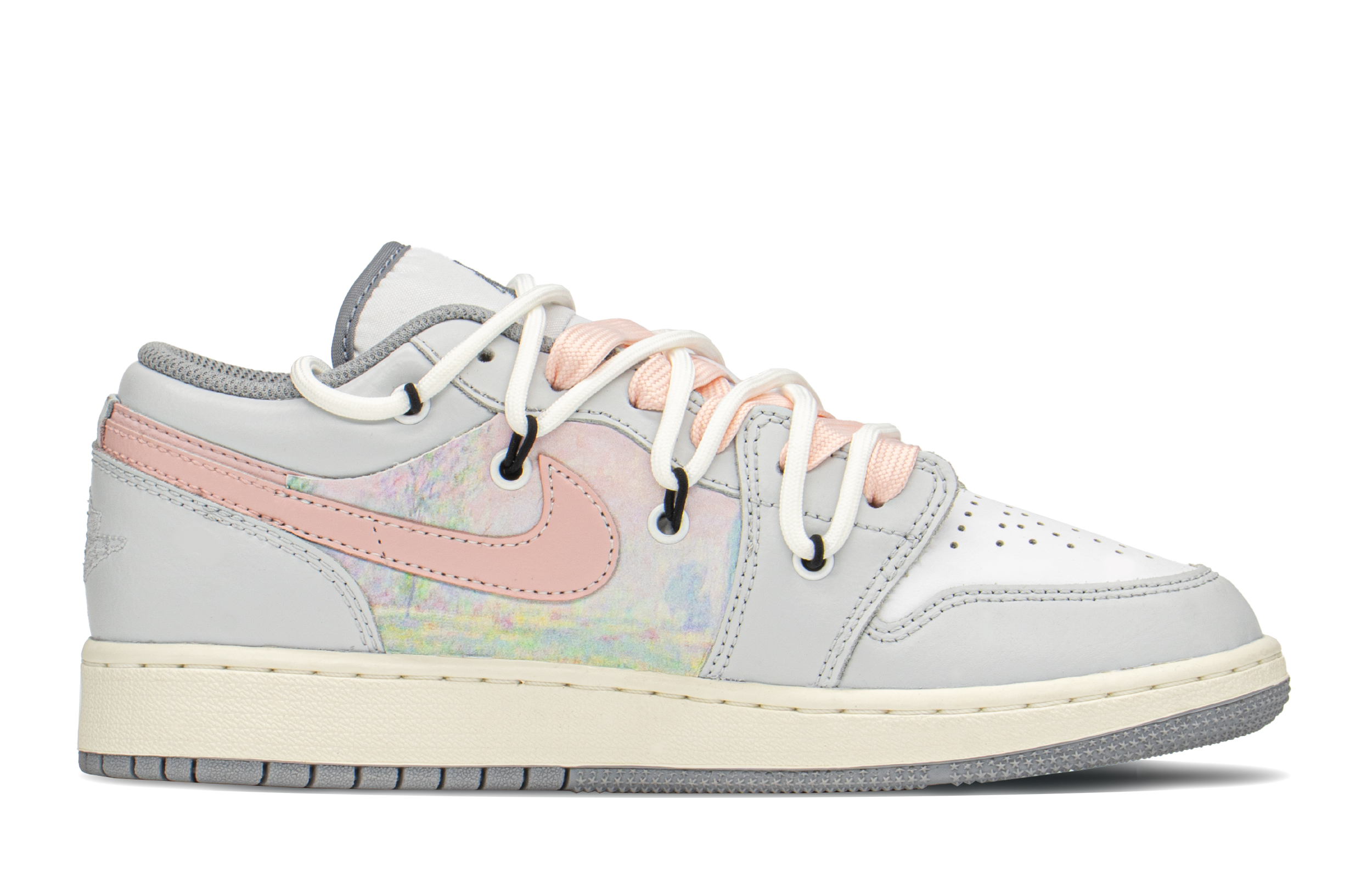 Lookbook 커스텀 에어 조던 1 로우 '문 그레이 핑크' 553560-053(TeamA-AJ油画灰S-BOX)