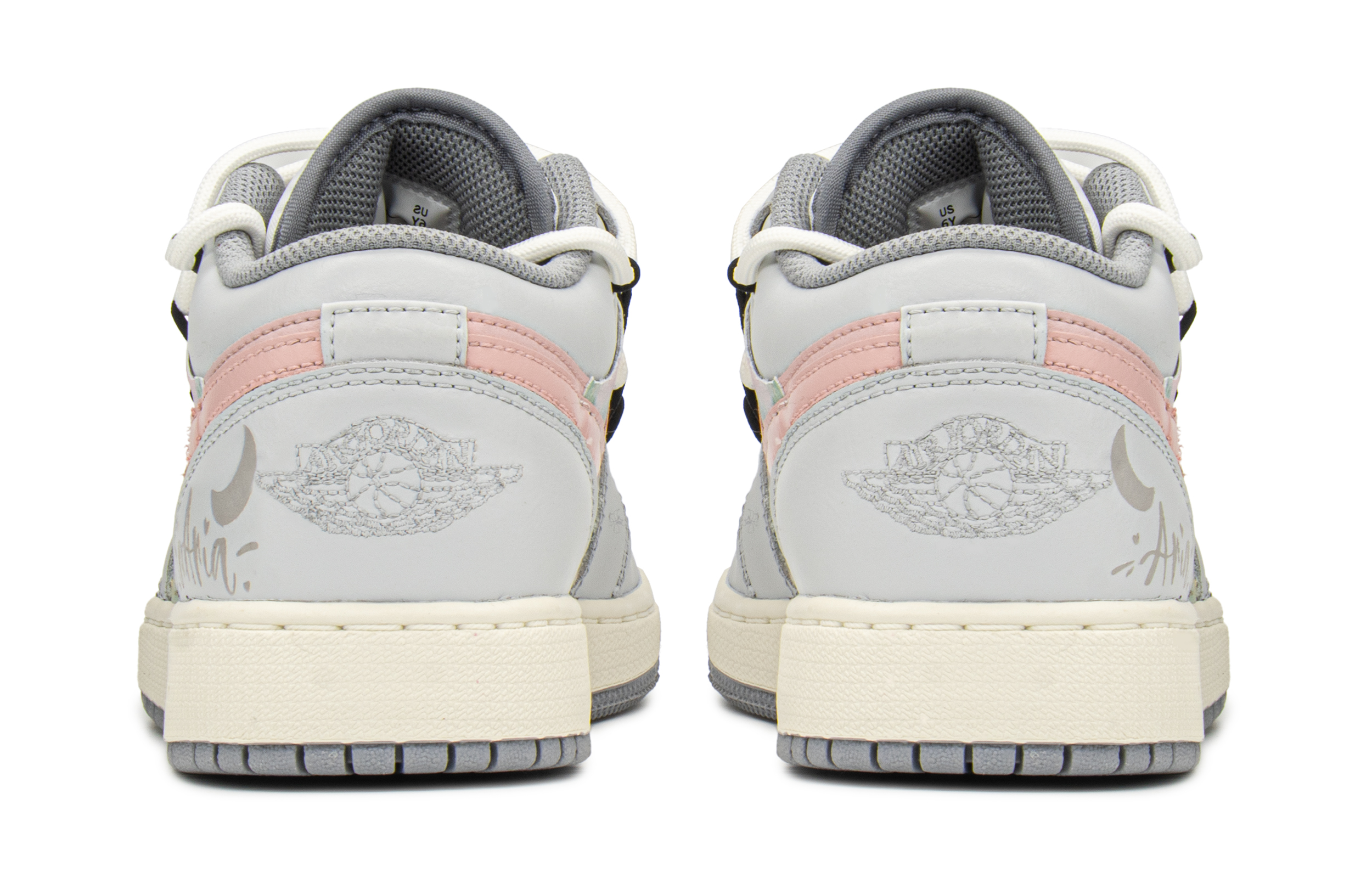 Purchase 커스텀 에어 조던 1 로우 '문 그레이 핑크' 553560-053(TeamA-AJ油画灰S-BOX)