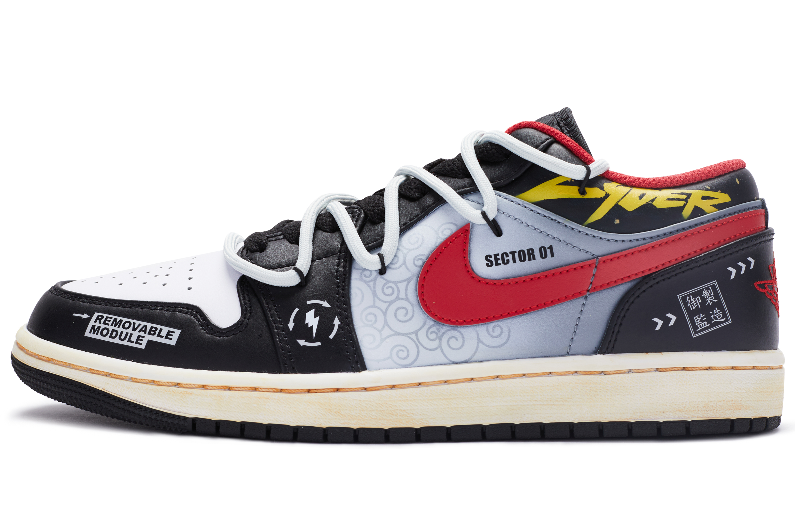 Buy 【定制球鞋】Jordan Air Jordan 1 Low 僵屍先生 解構 手繪噴繪 低筒 復古籃球鞋 男款 黑灰紅