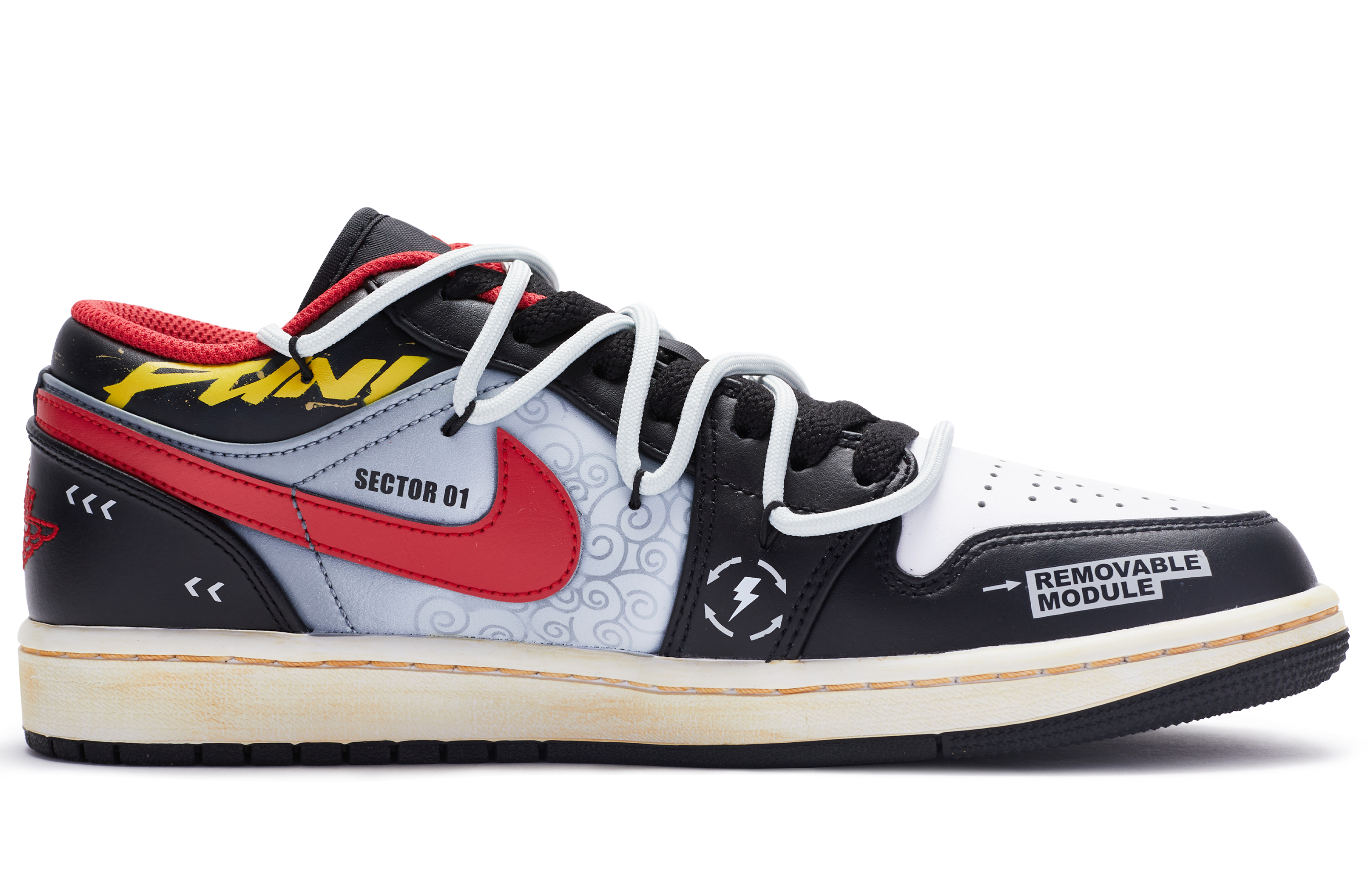 Order 【定制球鞋】Jordan Air Jordan 1 Low 僵屍先生 解構 手繪噴繪 低筒 復古籃球鞋 男款 黑灰紅