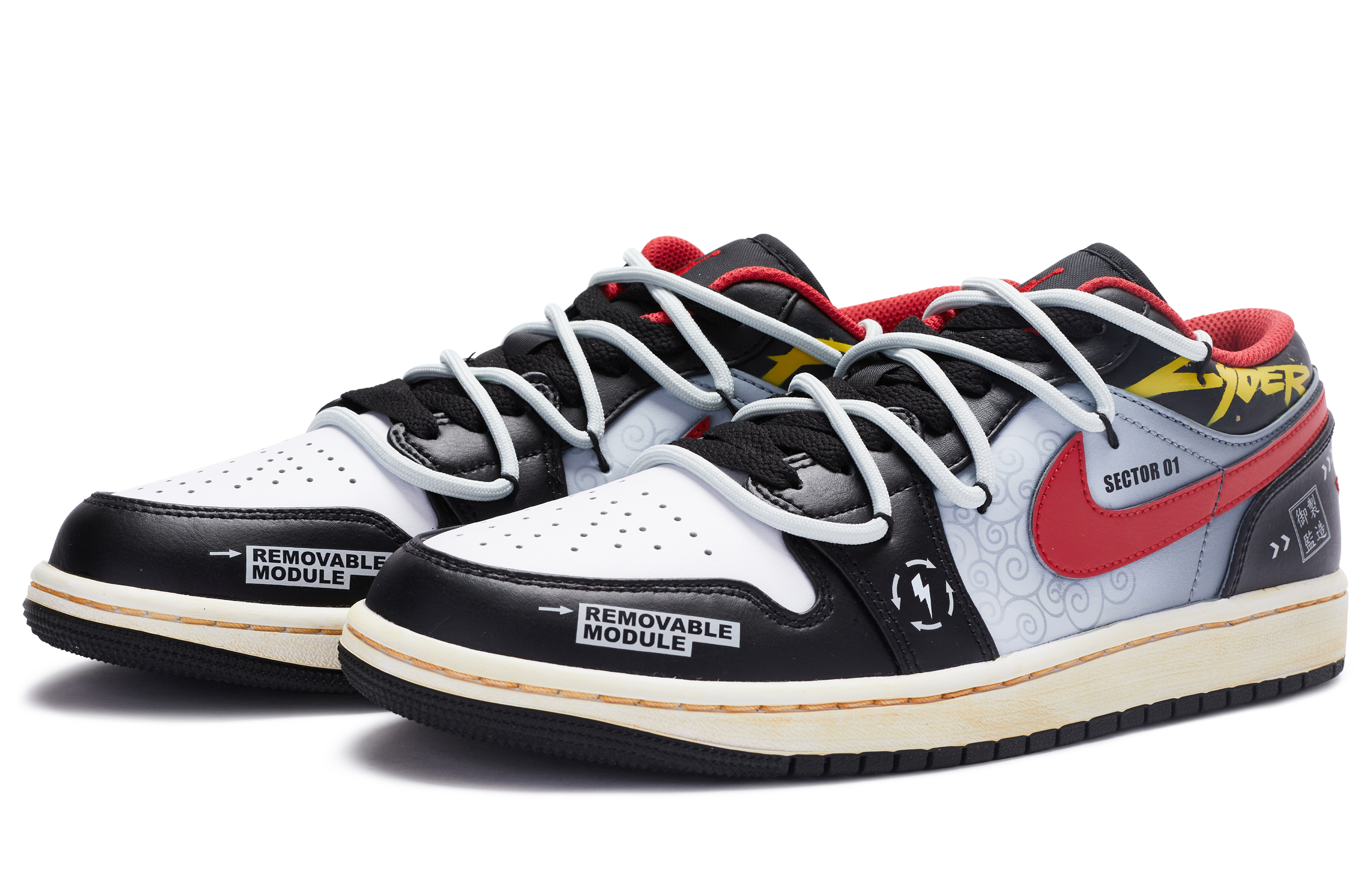 Lookbook 【定制球鞋】Jordan Air Jordan 1 Low 僵屍先生 解構 手繪噴繪 低筒 復古籃球鞋 男款 黑灰紅