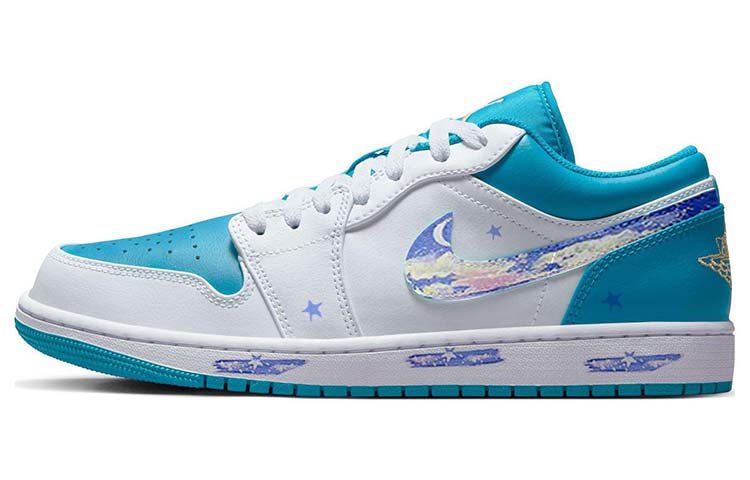 Buy [Sepatu Custom] Air Jordan 1 Low 'Biru Bintang Putih Mistis' 553558-174-450514