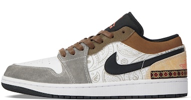 【訂製球鞋】Jordan Air Jordan 1 低筒 皮革 印地安部落 民族 圖騰 神秘 鴛鴦反毛皮料 防滑耐磨 復古籃球鞋 男款 灰白棕 Order 【訂製球鞋】Jordan Air Jordan 1 低筒 皮革 印地安部落 民族 圖騰 神秘 鴛鴦反毛皮料 防滑耐磨 復古籃球鞋 男款 灰白棕