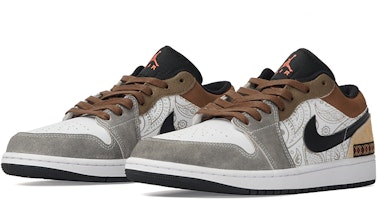 【訂製球鞋】Jordan Air Jordan 1 低筒 皮革 印地安部落 民族 圖騰 神秘 鴛鴦反毛皮料 防滑耐磨 復古籃球鞋 男款 灰白棕 Shop 【訂製球鞋】Jordan Air Jordan 1 低筒 皮革 印地安部落 民族 圖騰 神秘 鴛鴦反毛皮料 防滑耐磨 復古籃球鞋 男款 灰白棕