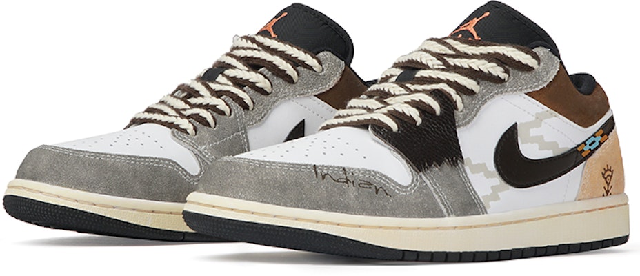 에어 조던 1 로우 '나바호 토템 그레이-화이트-브라운' (커스텀) DX4334-008(Team拾柒-男款低帮纳瓦霍图腾球鞋) Shop 에어 조던 1 로우 '나바호 토템 그레이-화이트-브라운' (커스텀) DX4334-008(Team拾柒-男款低帮纳瓦霍图腾球鞋)