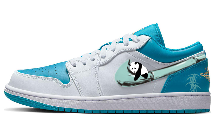 Buy 【客製化球鞋】 Jordan Air Jordan 1 Low 新中式 熊貓抱竹 防滑耐磨 低筒 復古籃球鞋 男款 藍白綠