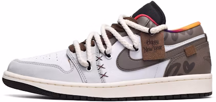 Buy 에어 조던 1 로우 '설날 회갈색' (Air Jordan 1 Low 'Seollal Grey Brown') DQ8422-001(TeamE-男款手绘皮贴灰白棕BOX)