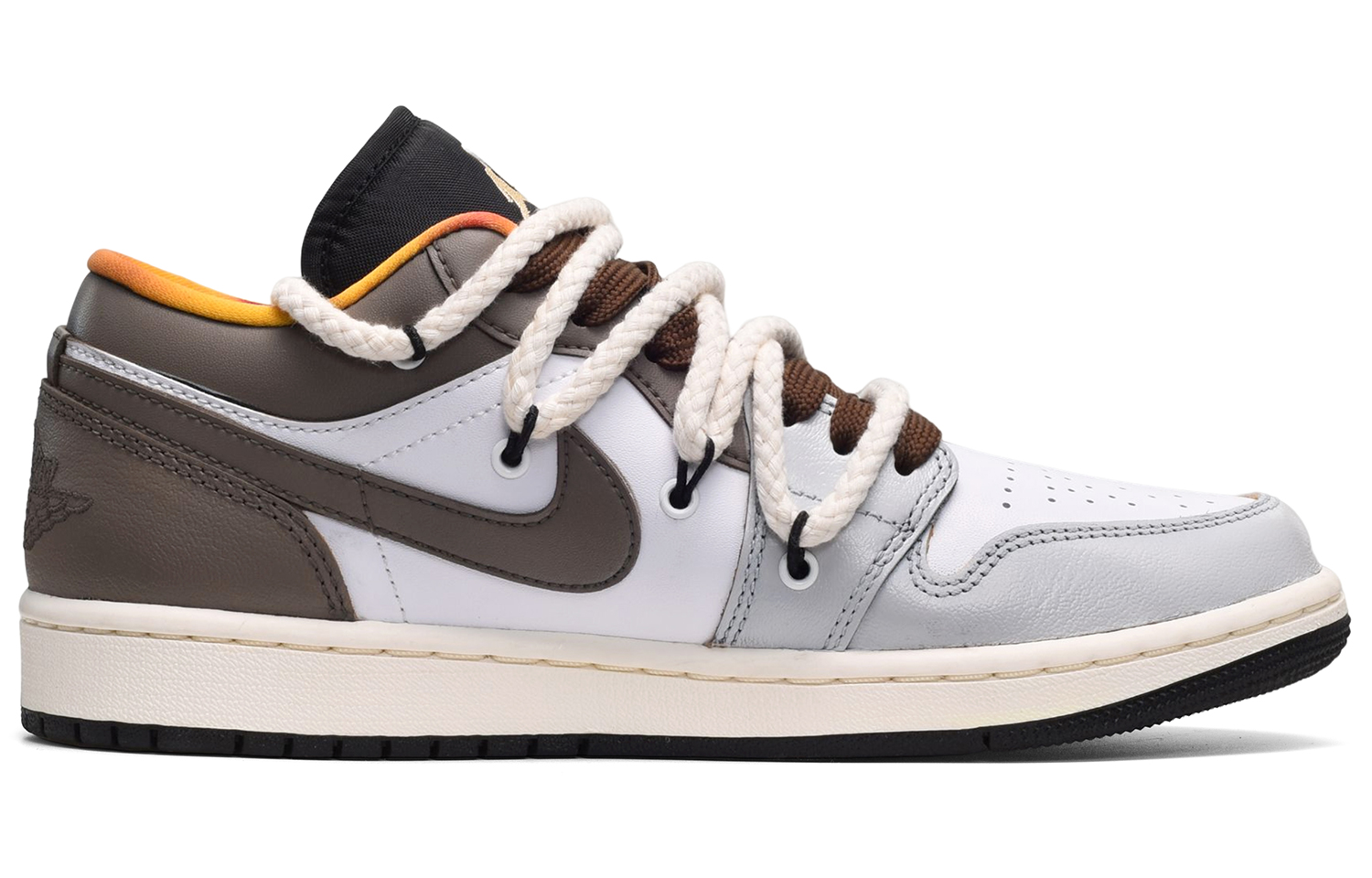 Order [定制鞋款] Air Jordan 1 Low '新年灰棕' DQ8422-001(TeamE-男款手绘皮贴灰白棕BOX)