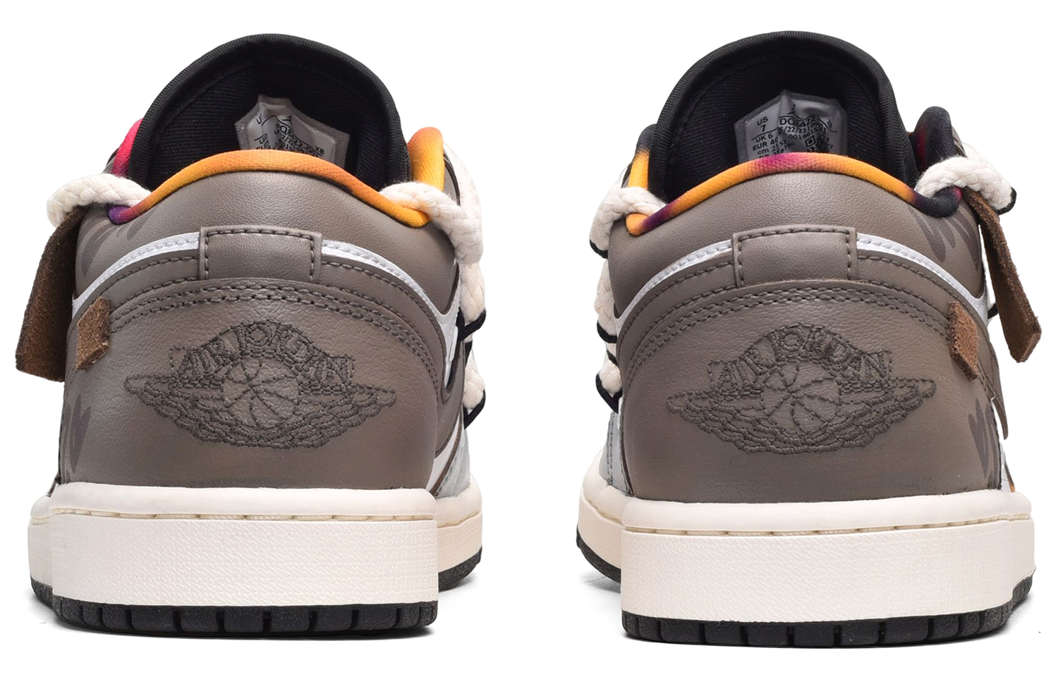 Shop [定制鞋款] Air Jordan 1 Low '新年灰棕' DQ8422-001(TeamE-男款手绘皮贴灰白棕BOX)