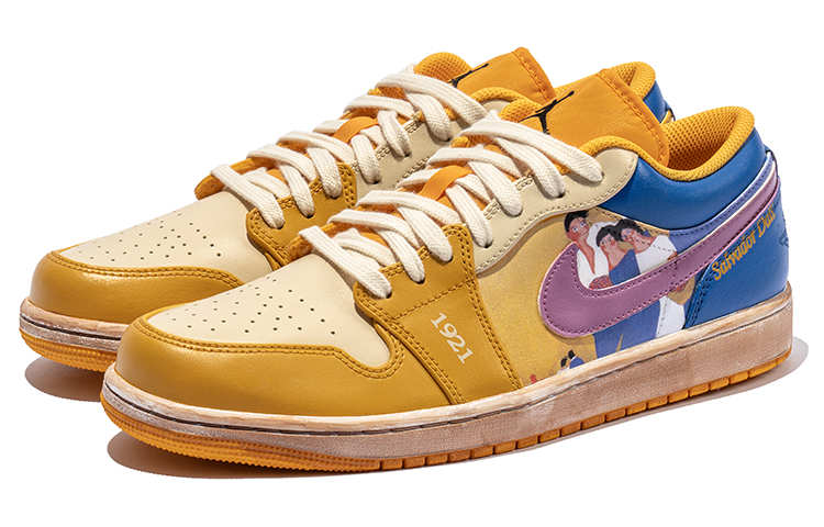Shop 커스텀 에어 조던 1 로우 '유화 초상화' (Custom 에어 조던 1 로 '유화') 553558-701(TeamB-男款人像风C-BOX)