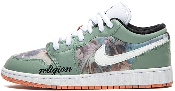 【客製球鞋】Jordan Air Jordan 1 Low 野鶴製造 油畫風主題 印象派 低筒 復古籃球鞋 GS 白綠 特製禮盒版 Order 【客製球鞋】Jordan Air Jordan 1 Low 野鶴製造 油畫風主題 印象派 低筒 復古籃球鞋 GS 白綠 特製禮盒版