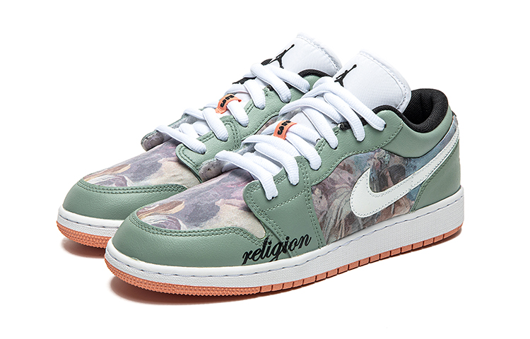 Shop 커스텀 에어 조던 1 로우 '유화 백녹' DM8960-801(TeamB-女款印象白绿C-BOX)