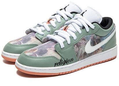 【客製球鞋】Jordan Air Jordan 1 Low 野鶴製造 油畫風主題 印象派 低筒 復古籃球鞋 GS 白綠 特製禮盒版 Shop 【客製球鞋】Jordan Air Jordan 1 Low 野鶴製造 油畫風主題 印象派 低筒 復古籃球鞋 GS 白綠 特製禮盒版