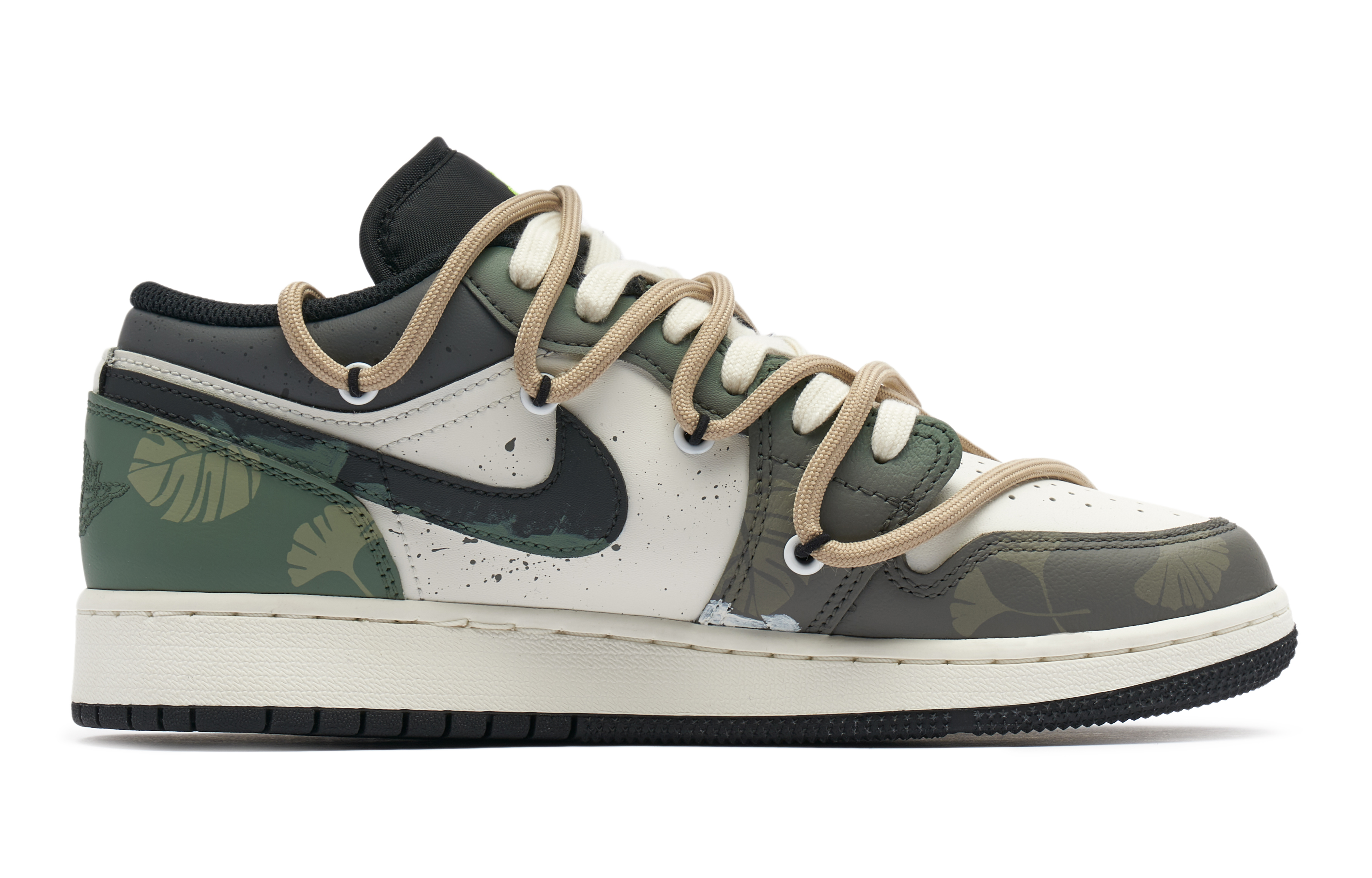 Order カスタムAJ1 ロー "パンダ悪戯ジャングル夏モランディ" DO8244-003(TeamH-女款绿野浮渊S-BOX)