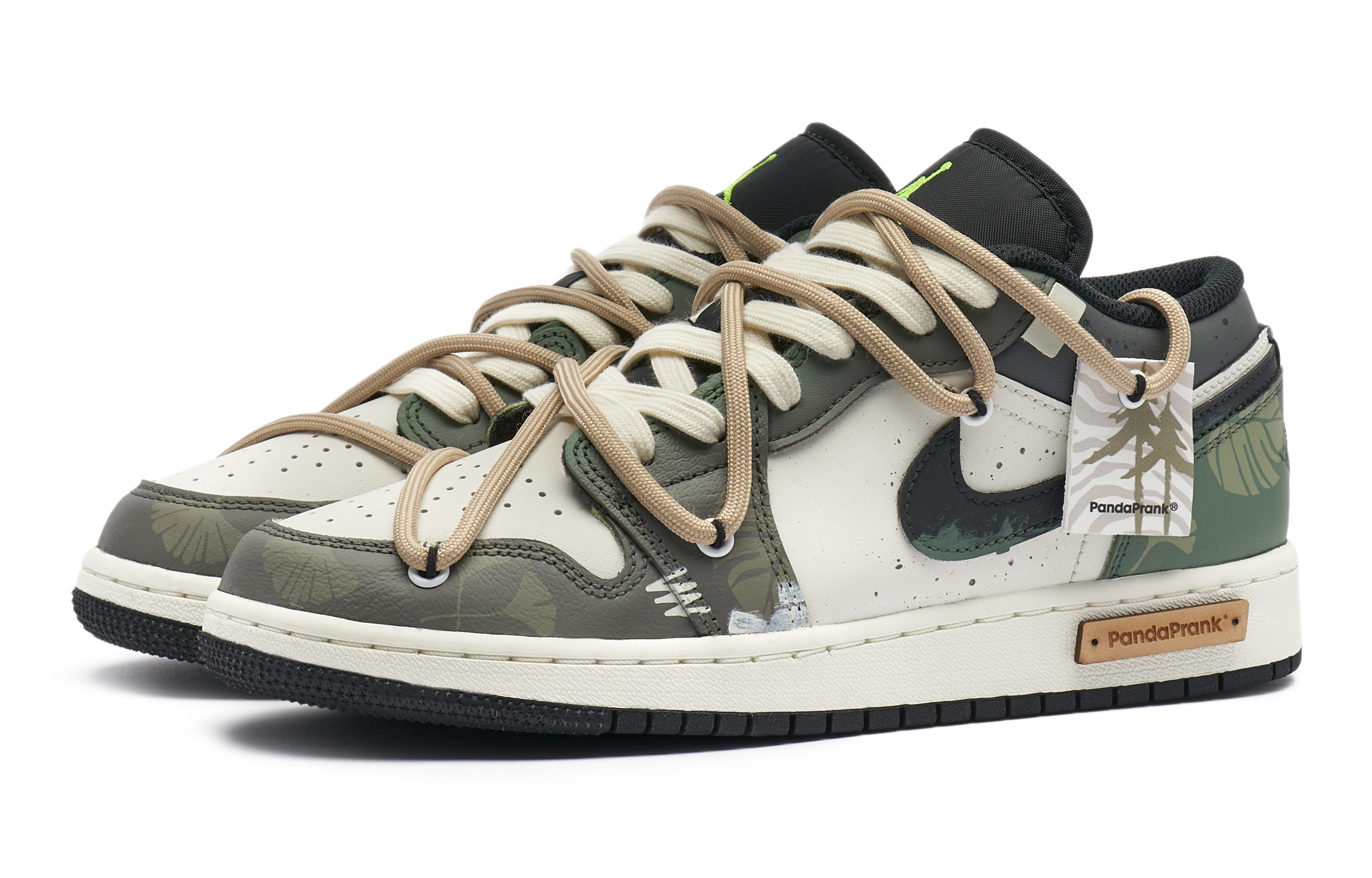 Lookbook カスタムAJ1 ロー "パンダ悪戯ジャングル夏モランディ" DO8244-003(TeamH-女款绿野浮渊S-BOX)