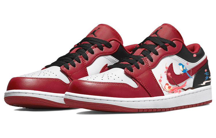 Lookbook [Zapatillas Personalizadas] Air Jordan 1 Low 'Melocotón - Rojo Blanco Negro' 553560-163(Team56-比翼双飞)
