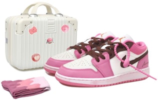 【定製球鞋】Jordan Air Jordan 1 Low OKHR 水蜜桃 馬卡龍 雕飾字母 復古風 低筒 復古籃球鞋 GS 白粉棕色 Buy 【定製球鞋】Jordan Air Jordan 1 Low OKHR 水蜜桃 馬卡龍 雕飾字母 復古風 低筒 復古籃球鞋 GS 白粉棕色